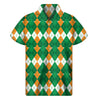 Irish Themed Argyle Pattern Print Men's Short Sleeve Shirt