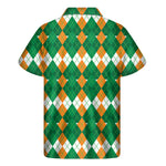 Irish Themed Argyle Pattern Print Men's Short Sleeve Shirt