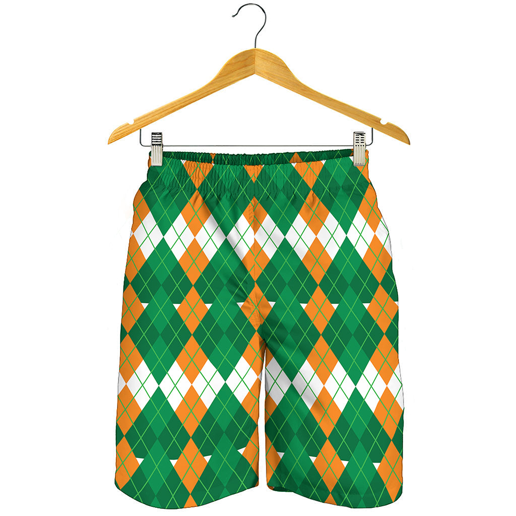 Irish Themed Argyle Pattern Print Men's Shorts
