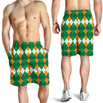 Irish Themed Argyle Pattern Print Men's Shorts