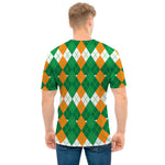 Irish Themed Argyle Pattern Print Men's T-Shirt