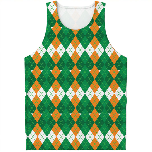 Irish Themed Argyle Pattern Print Men's Tank Top