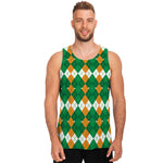 Irish Themed Argyle Pattern Print Men's Tank Top