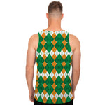 Irish Themed Argyle Pattern Print Men's Tank Top