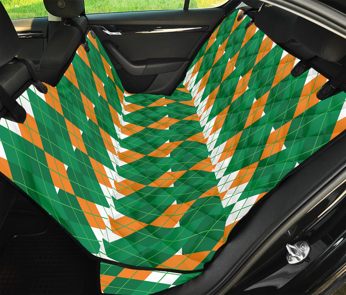Irish Themed Argyle Pattern Print Pet Car Back Seat Cover