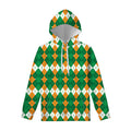 Irish Themed Argyle Pattern Print Pullover Hoodie