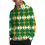 Irish Themed Argyle Pattern Print Pullover Hoodie
