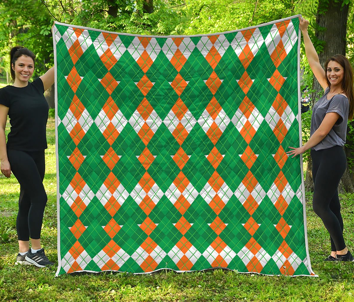 Irish Themed Argyle Pattern Print Quilt
