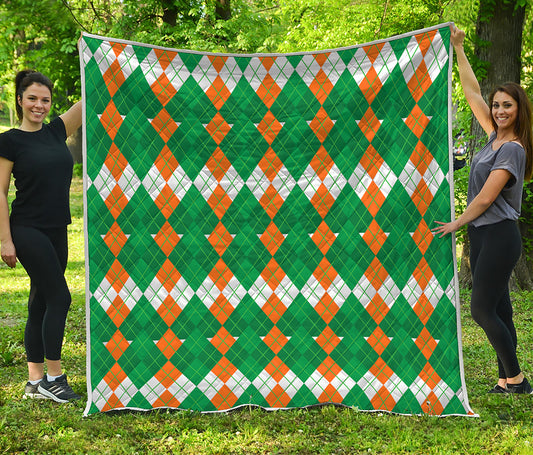 Irish Themed Argyle Pattern Print Quilt