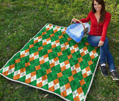Irish Themed Argyle Pattern Print Quilt