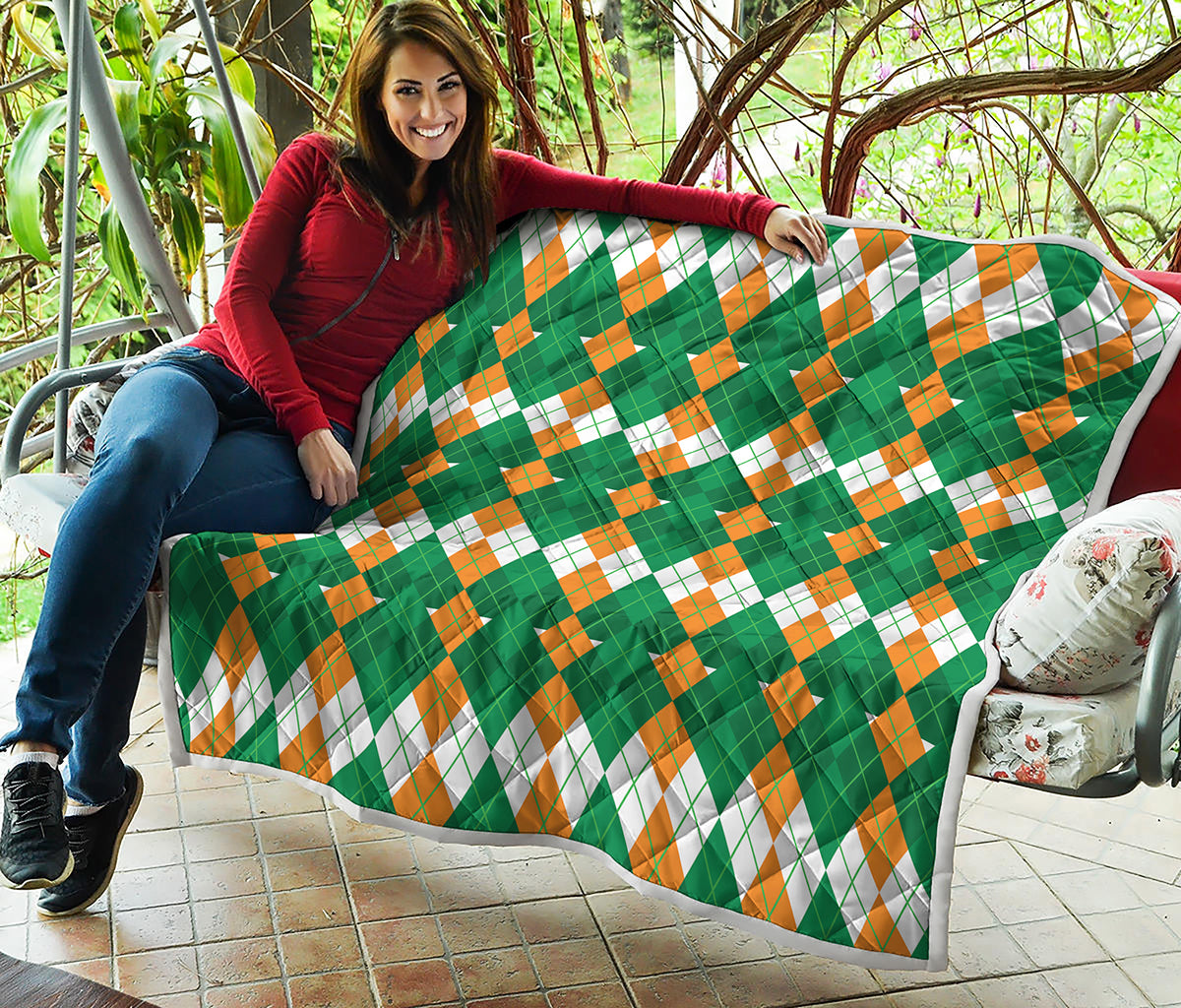 Irish Themed Argyle Pattern Print Quilt