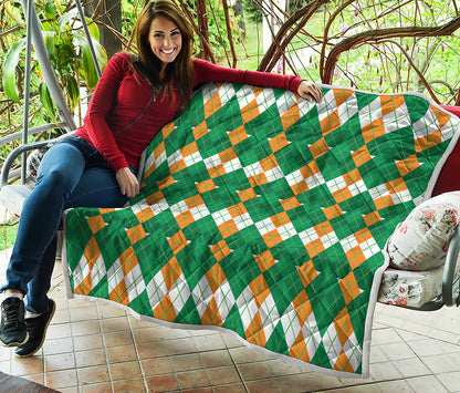 Irish Themed Argyle Pattern Print Quilt
