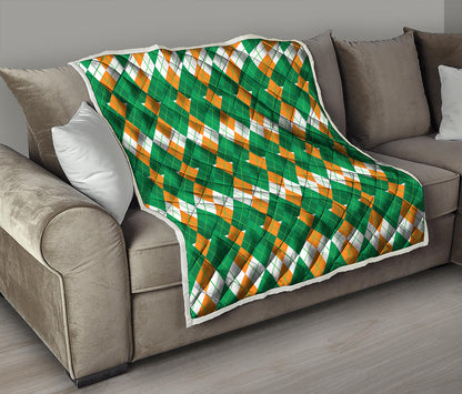 Irish Themed Argyle Pattern Print Quilt