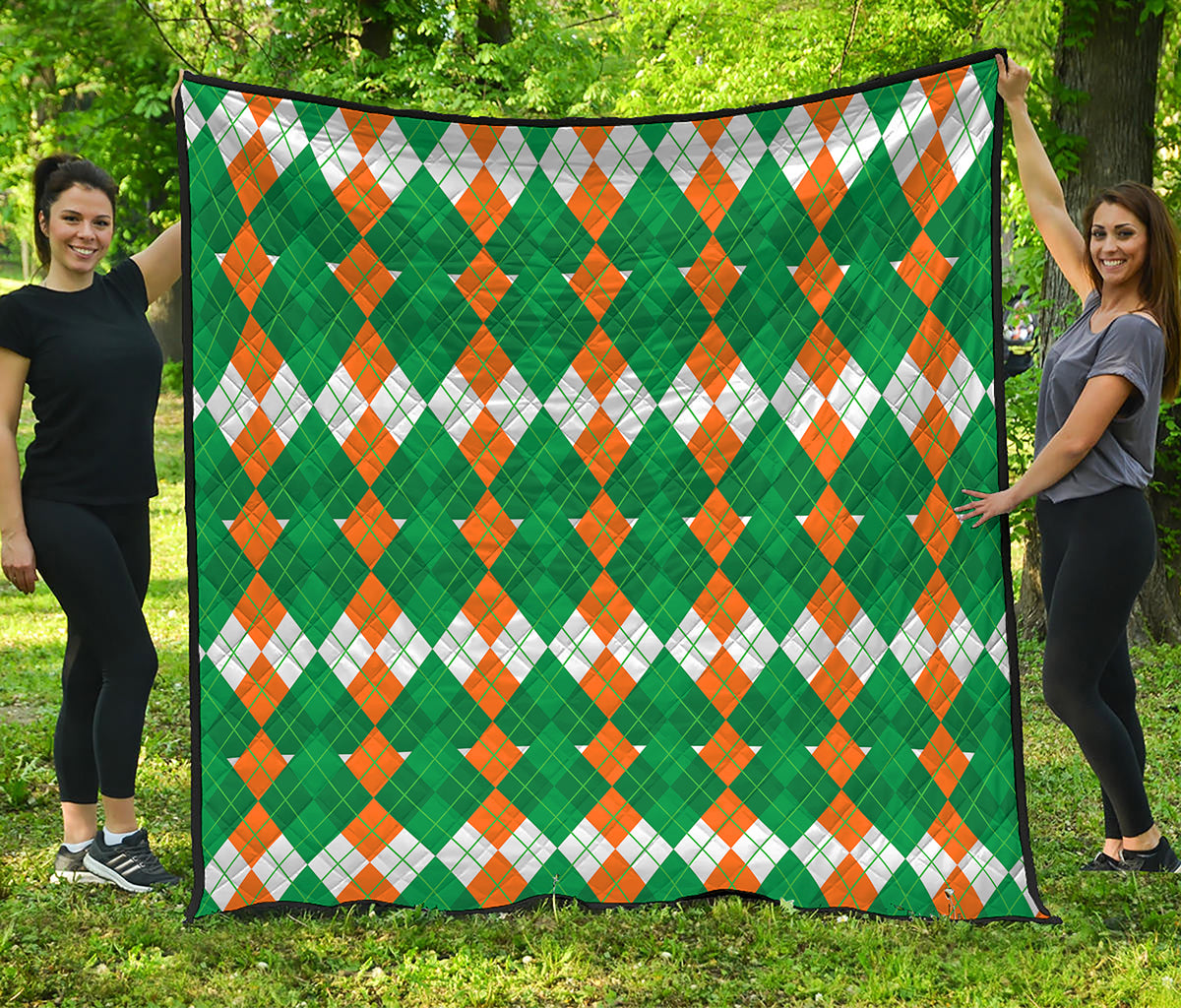 Irish Themed Argyle Pattern Print Quilt