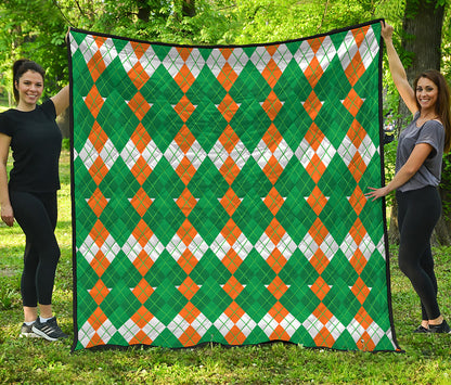 Irish Themed Argyle Pattern Print Quilt