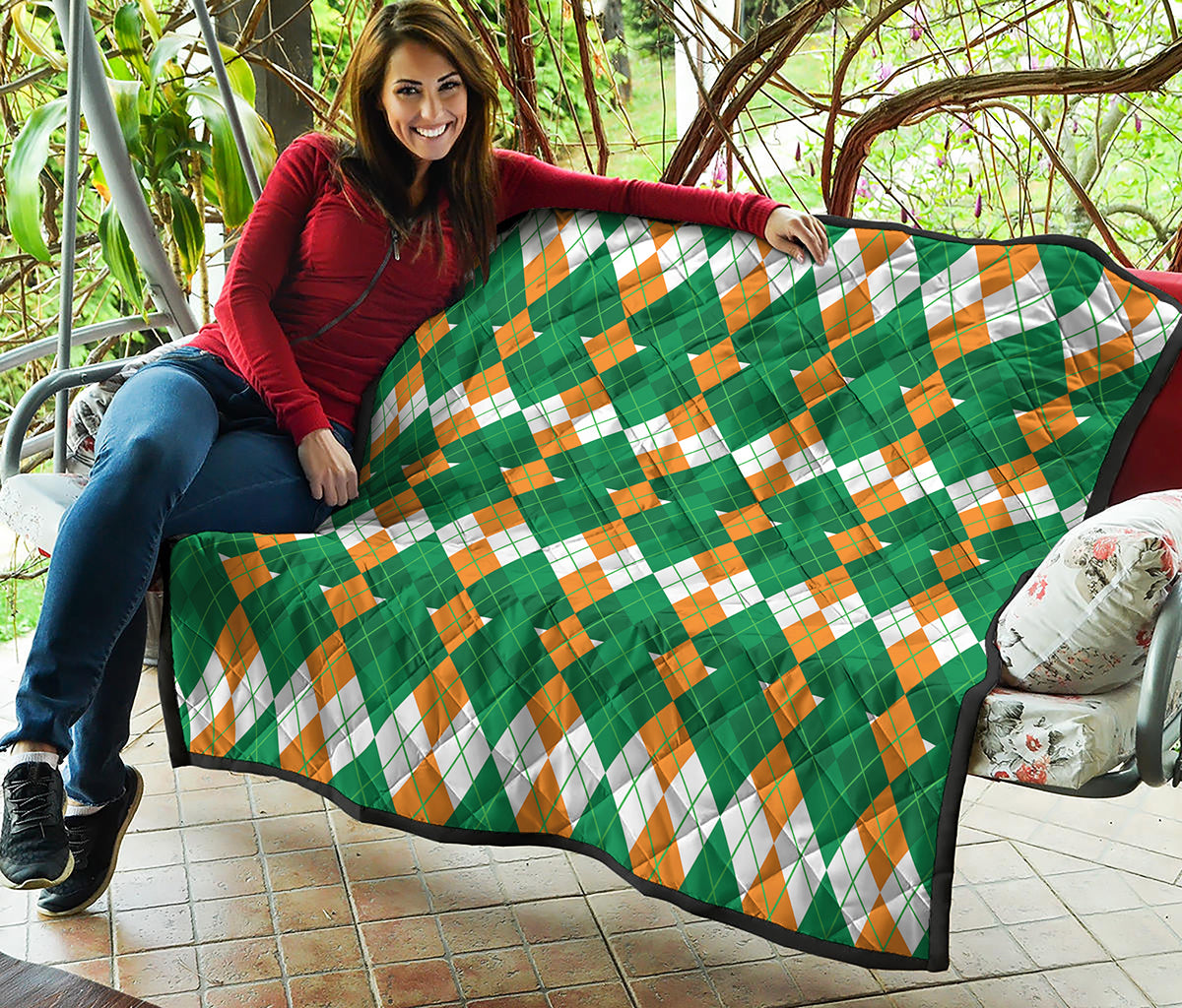 Irish Themed Argyle Pattern Print Quilt