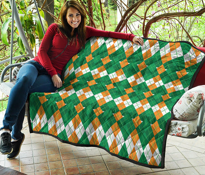 Irish Themed Argyle Pattern Print Quilt