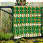 Irish Themed Argyle Pattern Print Quilt