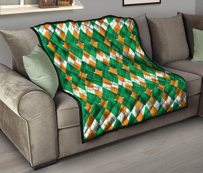 Irish Themed Argyle Pattern Print Quilt
