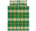 Irish Themed Argyle Pattern Print Quilt Bed Set