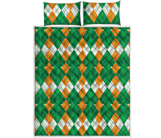 Irish Themed Argyle Pattern Print Quilt Bed Set