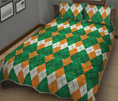 Irish Themed Argyle Pattern Print Quilt Bed Set