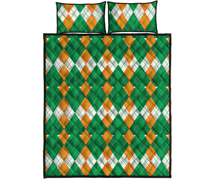 Irish Themed Argyle Pattern Print Quilt Bed Set