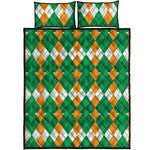 Irish Themed Argyle Pattern Print Quilt Bed Set