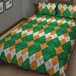 Irish Themed Argyle Pattern Print Quilt Bed Set