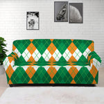 Irish Themed Argyle Pattern Print Sofa Cover