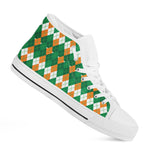 Irish Themed Argyle Pattern Print White High Top Shoes