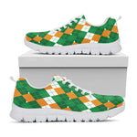 Irish Themed Argyle Pattern Print White Sneakers