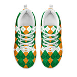 Irish Themed Argyle Pattern Print White Sneakers