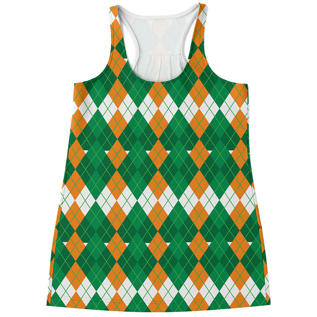 Irish Themed Argyle Pattern Print Women's Racerback Tank Top