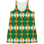 Irish Themed Argyle Pattern Print Women's Racerback Tank Top