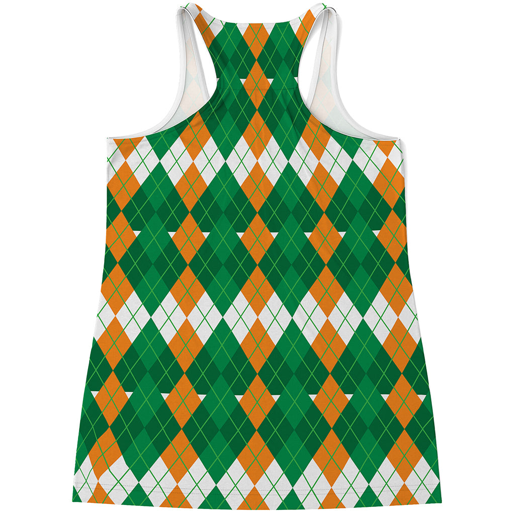 Irish Themed Argyle Pattern Print Women's Racerback Tank Top