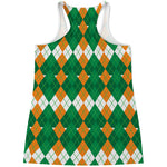 Irish Themed Argyle Pattern Print Women's Racerback Tank Top