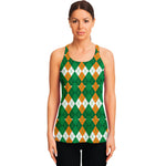 Irish Themed Argyle Pattern Print Women's Racerback Tank Top