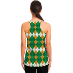 Irish Themed Argyle Pattern Print Women's Racerback Tank Top