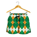 Irish Themed Argyle Pattern Print Women's Shorts