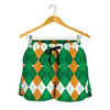 Irish Themed Argyle Pattern Print Women's Shorts