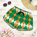 Irish Themed Argyle Pattern Print Women's Shorts
