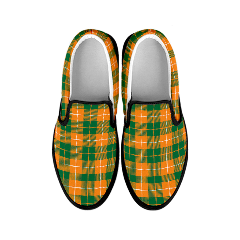 Irish Themed Plaid Pattern Print Black Slip On Shoes