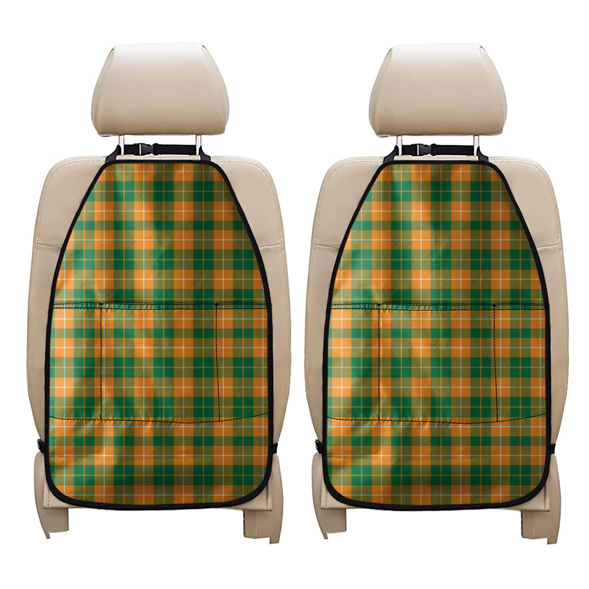 Irish Themed Plaid Pattern Print Car Seat Organizers