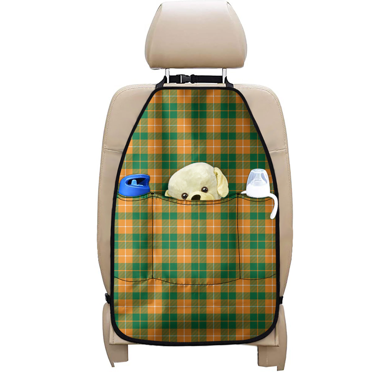 Irish Themed Plaid Pattern Print Car Seat Organizers