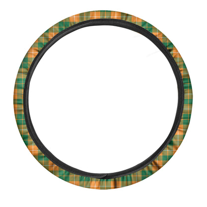 Irish Themed Plaid Pattern Print Car Steering Wheel Cover