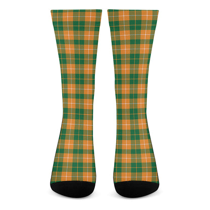 Irish Themed Plaid Pattern Print Crew Socks