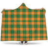 Irish Themed Plaid Pattern Print Hooded Blanket