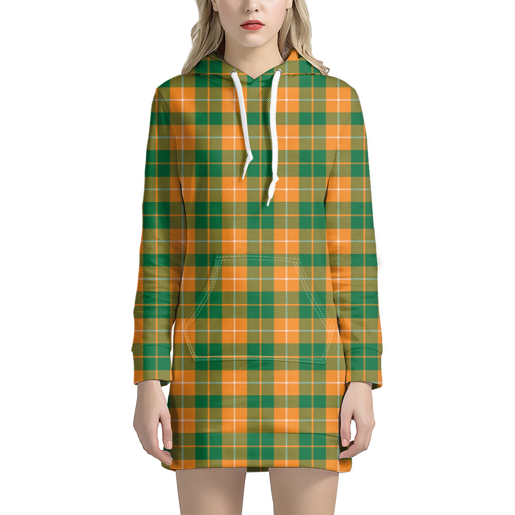 Irish Themed Plaid Pattern Print Hoodie Dress