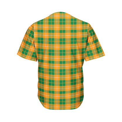 Irish Themed Plaid Pattern Print Men's Baseball Jersey